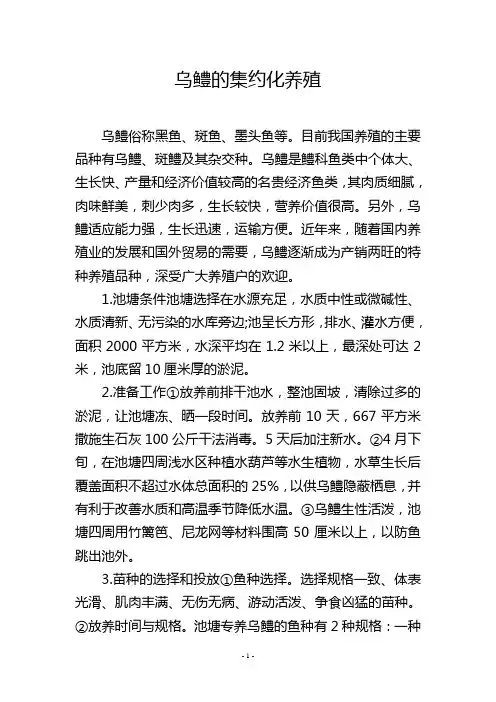 乌鳢的集约化养殖