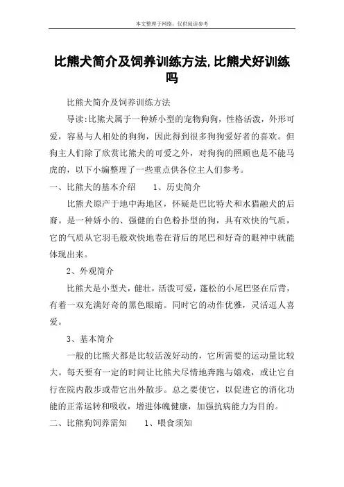 比熊犬简介及饲养训练方法,比熊犬好训练吗