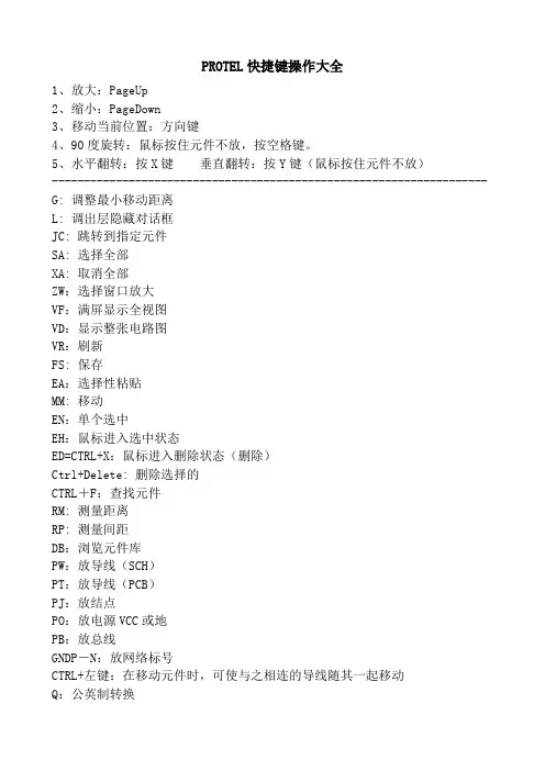 Protel 常用快捷键