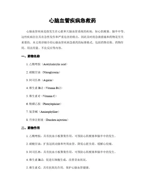 心脑血管疾病急救药