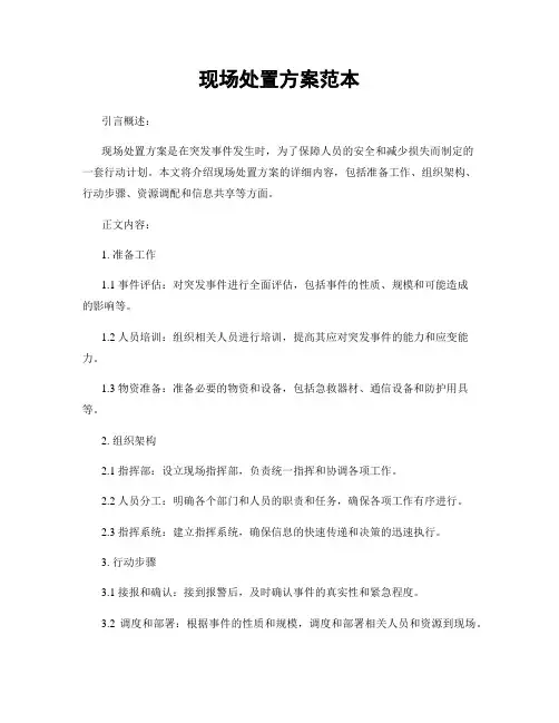 现场处置方案范本