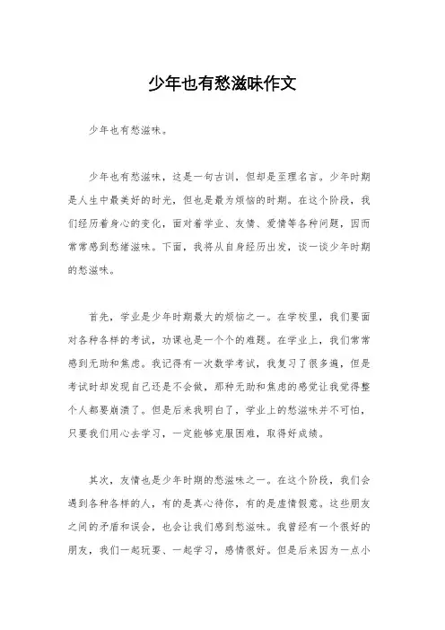 少年也有愁滋味作文