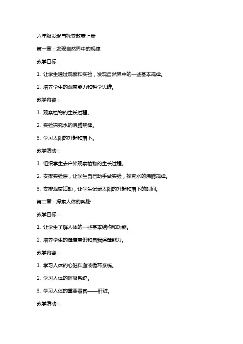 六年级发现与探索教案上册