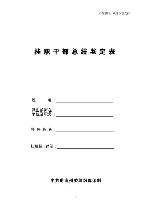 挂职干部总结鉴定表