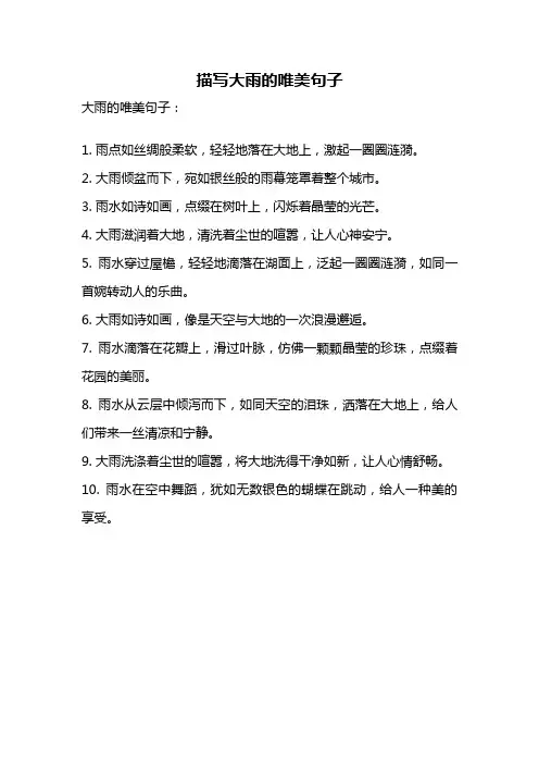 描写大雨的唯美句子