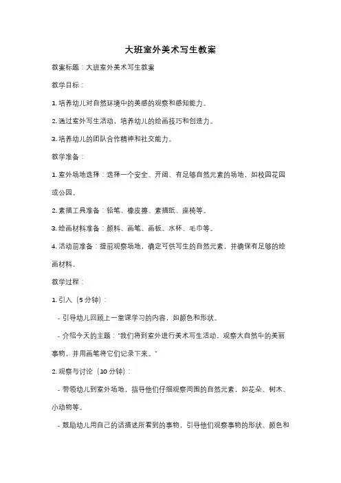 大班室外美术写生教案