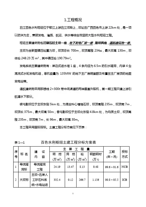 右江百色水利枢纽施工组织规划