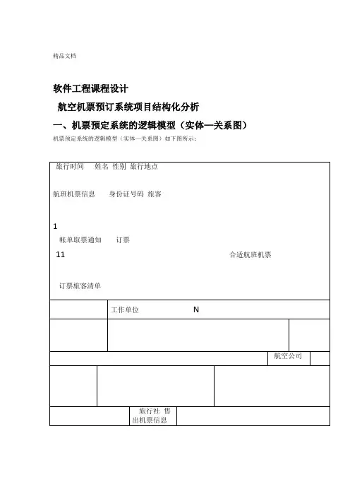 航空机票预订系统ER图 数据流图状态转换图数据字典讲课稿