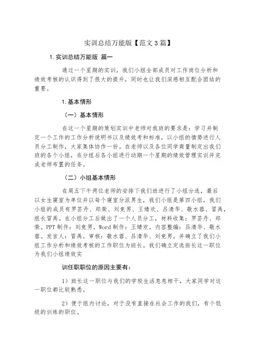 实训总结万能版【范文3篇】
