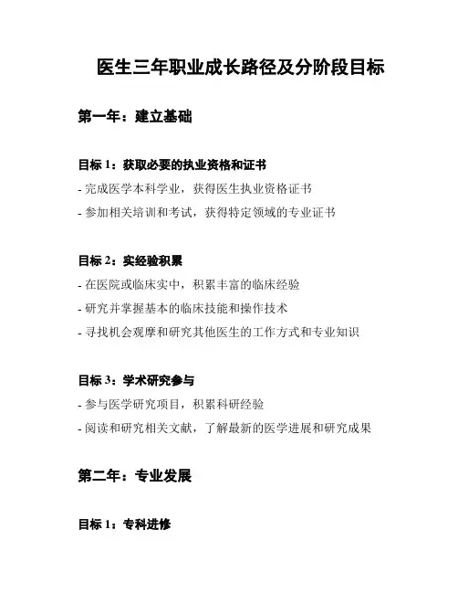 医生三年职业成长路径及分阶段目标