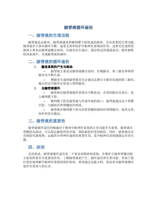 脑脊液循环途径