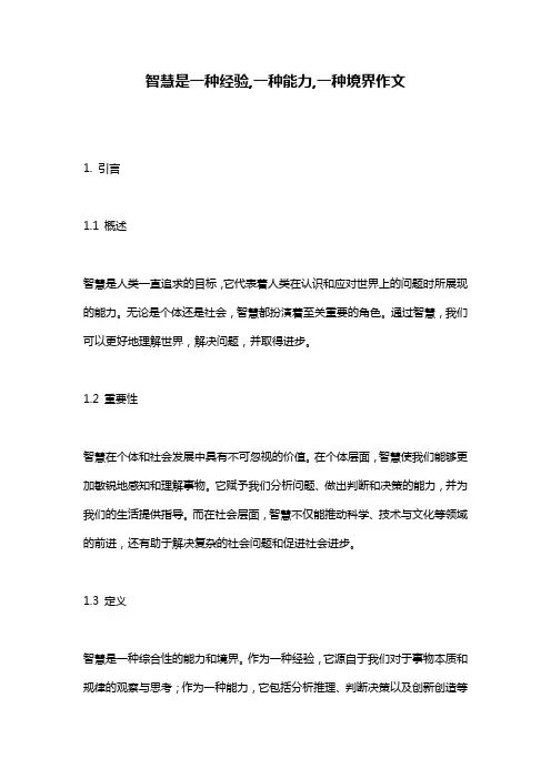 智慧是一种经验,一种能力,一种境界作文