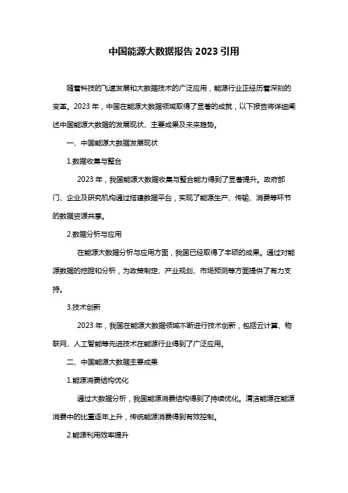 中国能源大数据报告2023引用