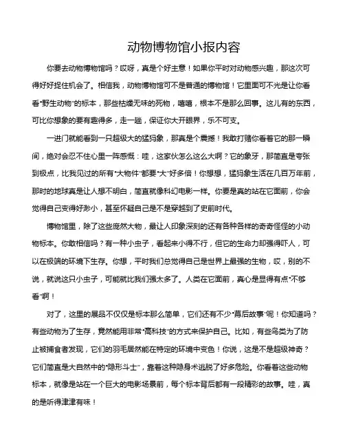 动物博物馆小报内容
