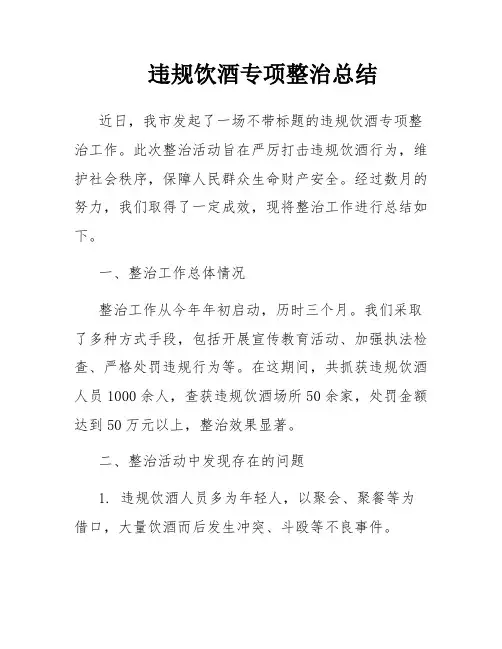 违规饮酒专项整治总结