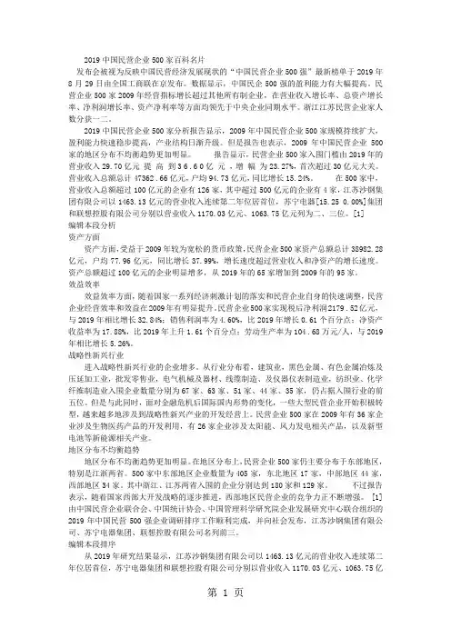 2019中国民营企业500家百科名片-16页word资料