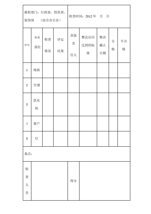 卫生检查表模板
