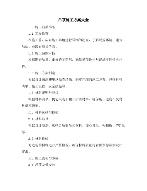 吊顶施工方案大全
