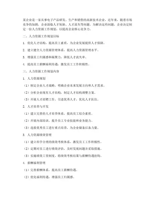 人力工作规划案例