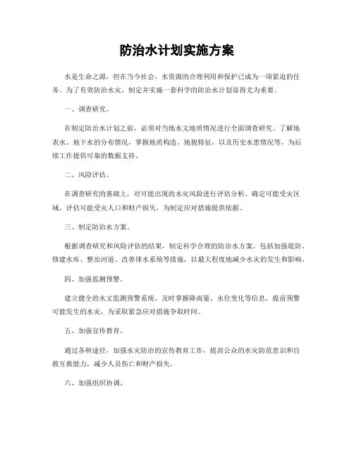 防治水计划实施方案