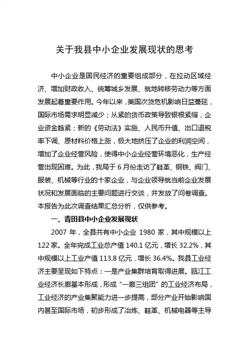 当前中小企业发展面临困难及建议.08.26教学文稿