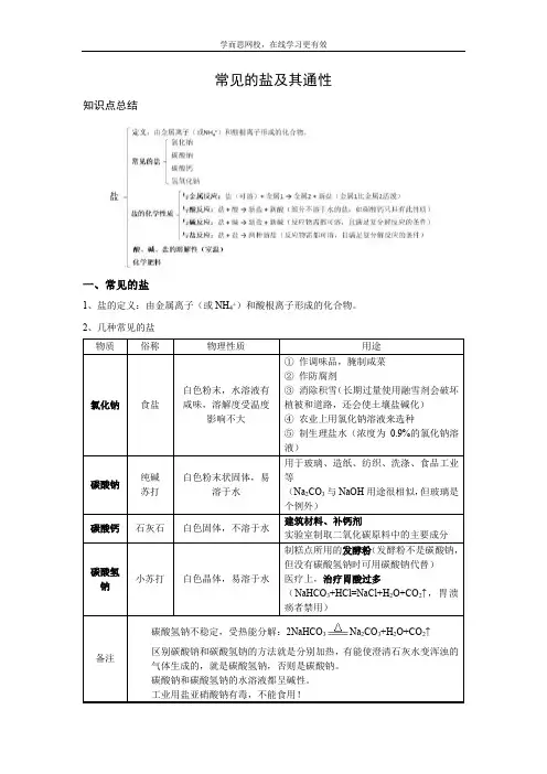16、常见的盐及其通性