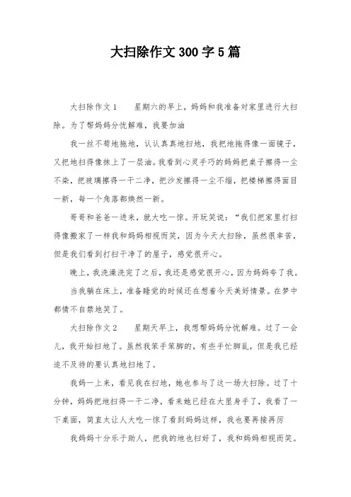 大扫除作文300字5篇