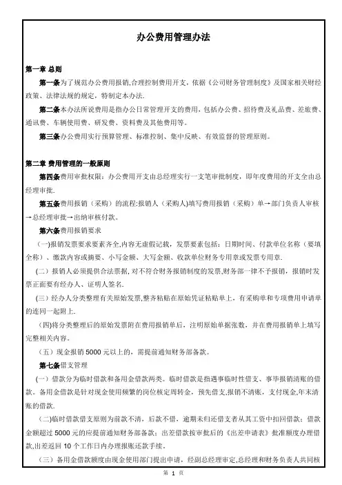 办公费用管理办法