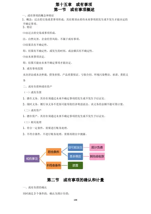 财务会计复试课程讲义	第十五章	或有事项