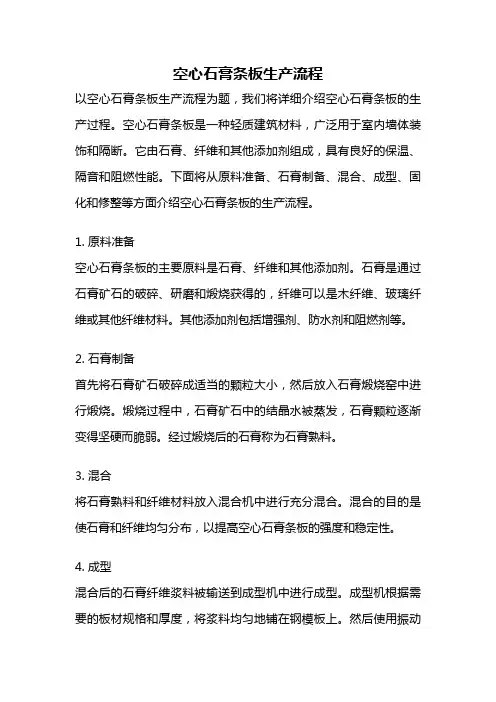 空心石膏条板生产流程
