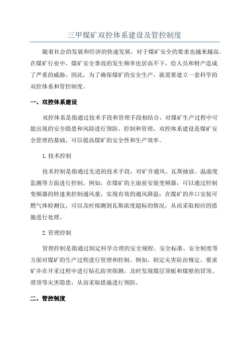 三甲煤矿双控体系建设及管控制度