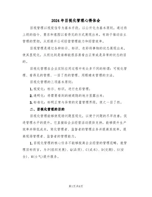 2024年目视化管理心得体会(2篇)