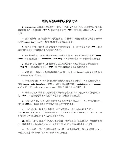 细胞衰老标志物及检测方法