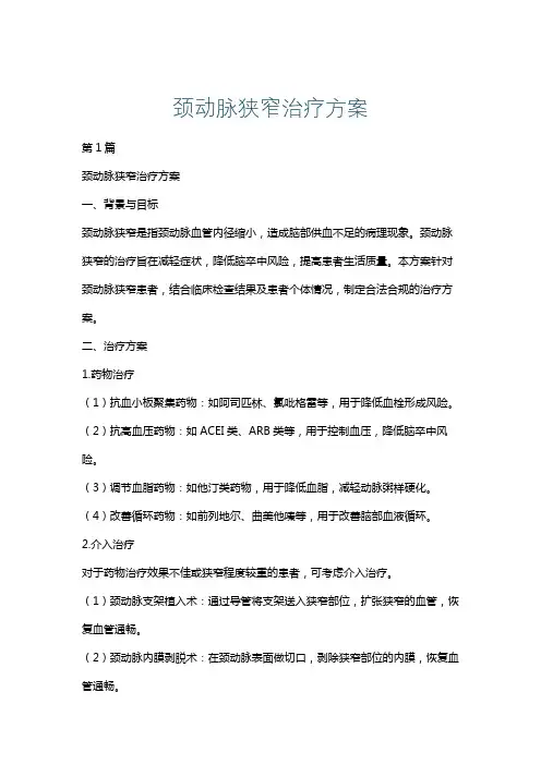 颈动脉狭窄治疗方案