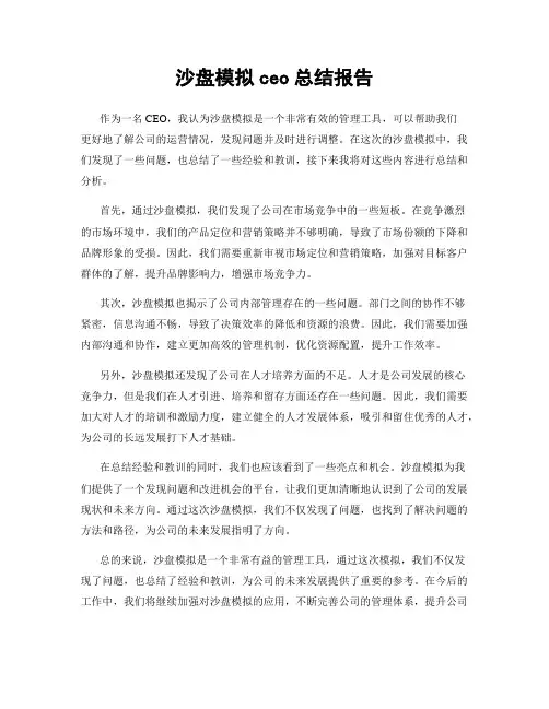 沙盘模拟ceo总结报告