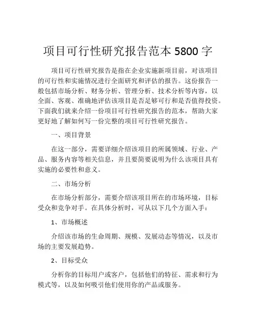 项目可行性研究报告范本5800字