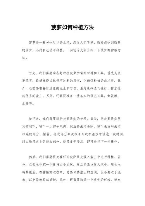 菠萝如何种植方法