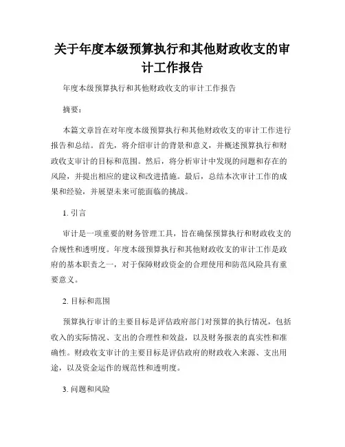 关于年度本级预算执行和其他财政收支的审计工作报告