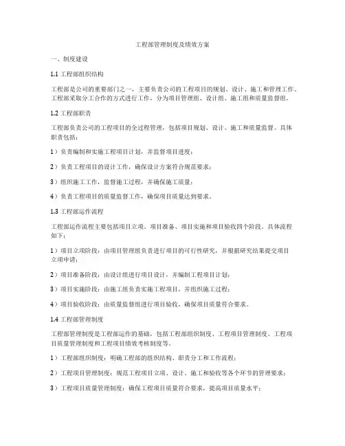 工程部管理制度及绩效方案