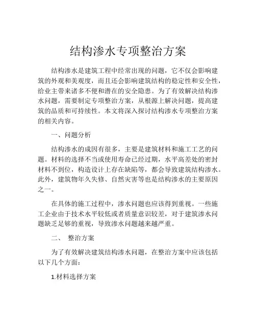 结构渗水专项整治方案