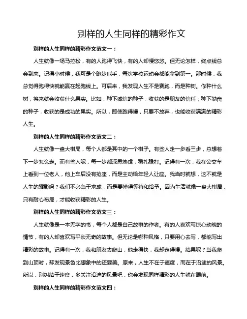 别样的人生同样的精彩作文