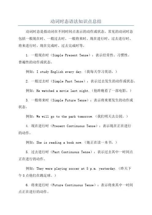 动词时态语法知识点总结