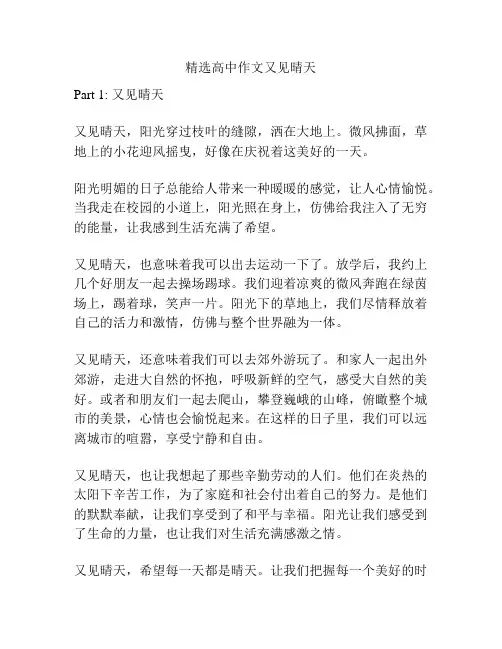 精选高中作文又见晴天