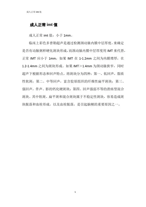 成人正常imt值