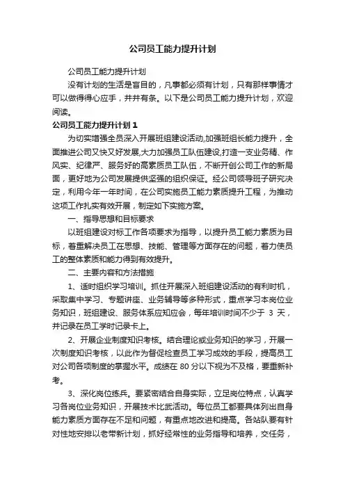 公司员工能力提升计划