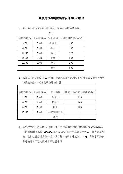 高层建筑结构抗震与设计补充题及解答