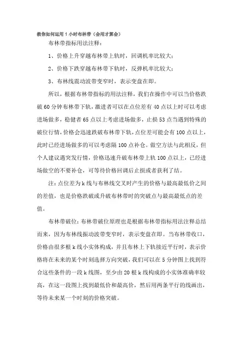 教你如何运用1小时布林带(会用才算会)