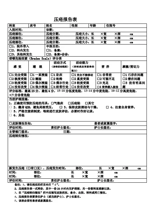 压疮报告表