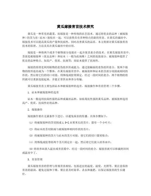 黄瓜嫁接育苗技术探究