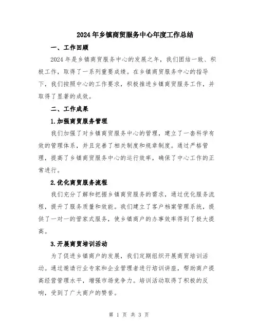 2024年乡镇商贸服务中心年度工作总结